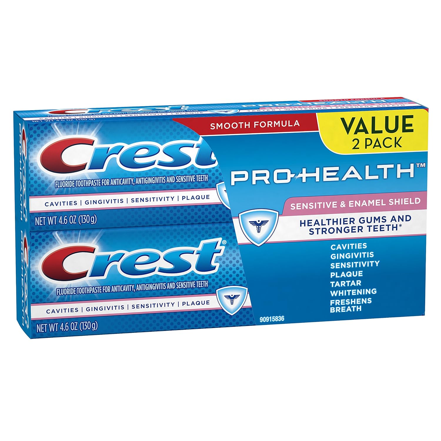 Crest Pro-Health Sensitive & Enamel Shield Toothpaste, 4.6 Ounce (Pack of 2) : Health & Household