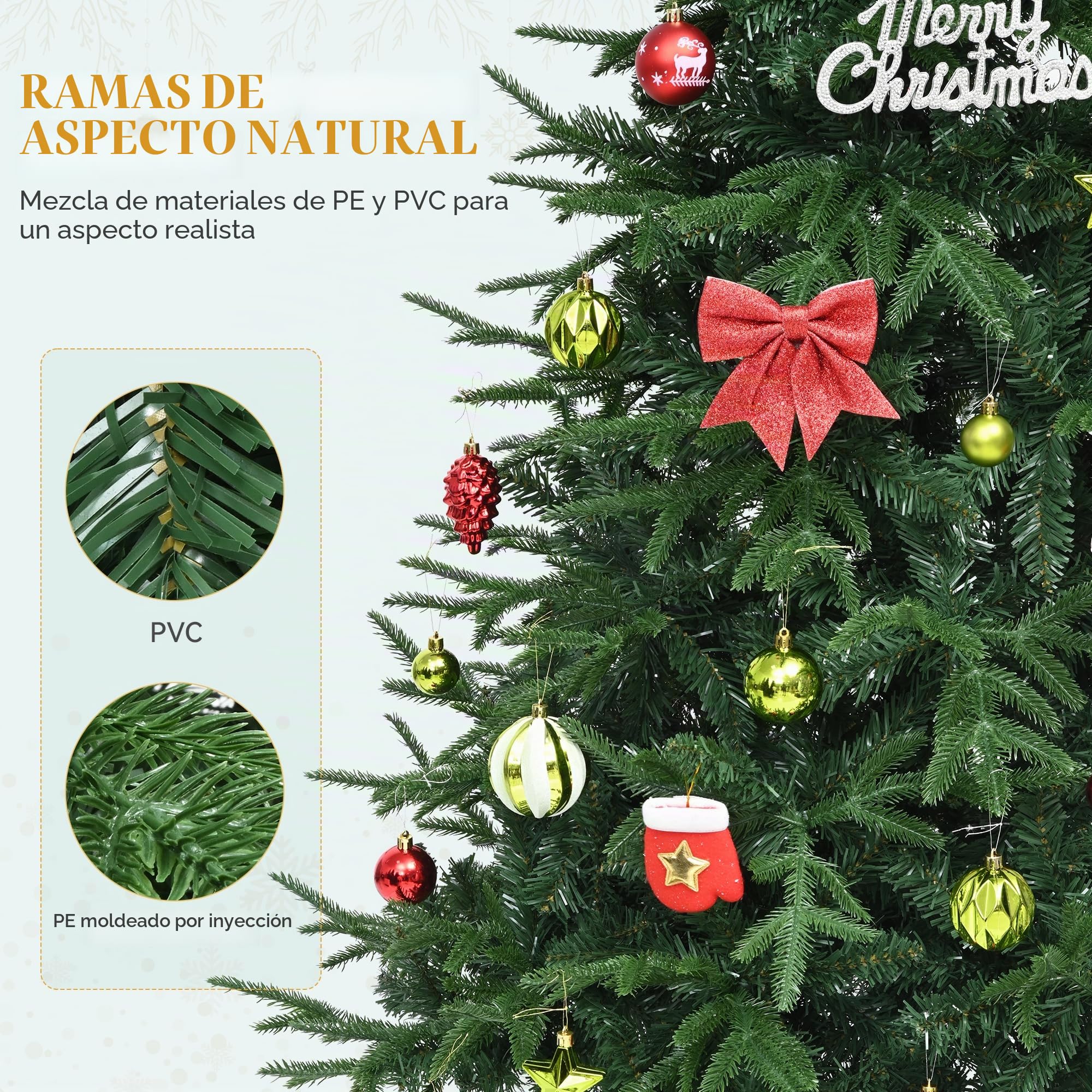 YITAHOME Árbol de Navidad Artificial de 152 cm, Aprox. 450 PE Moldeado por inyección y Puntas de PVC, árbol de Navidad Natural con Marco Plegable y Soporte de Metal, Montaje rápido para el hogar y