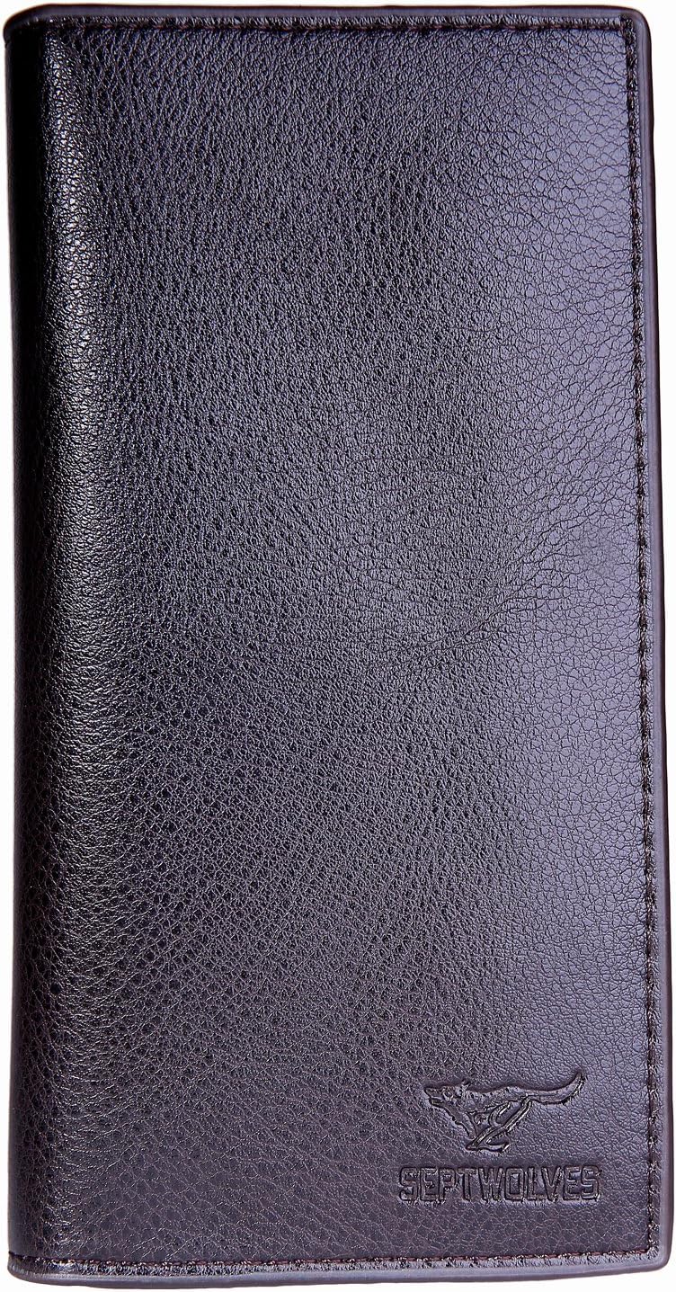 Men's Genuine Leather New Long Checkbook Covers Wallet Case Coffee