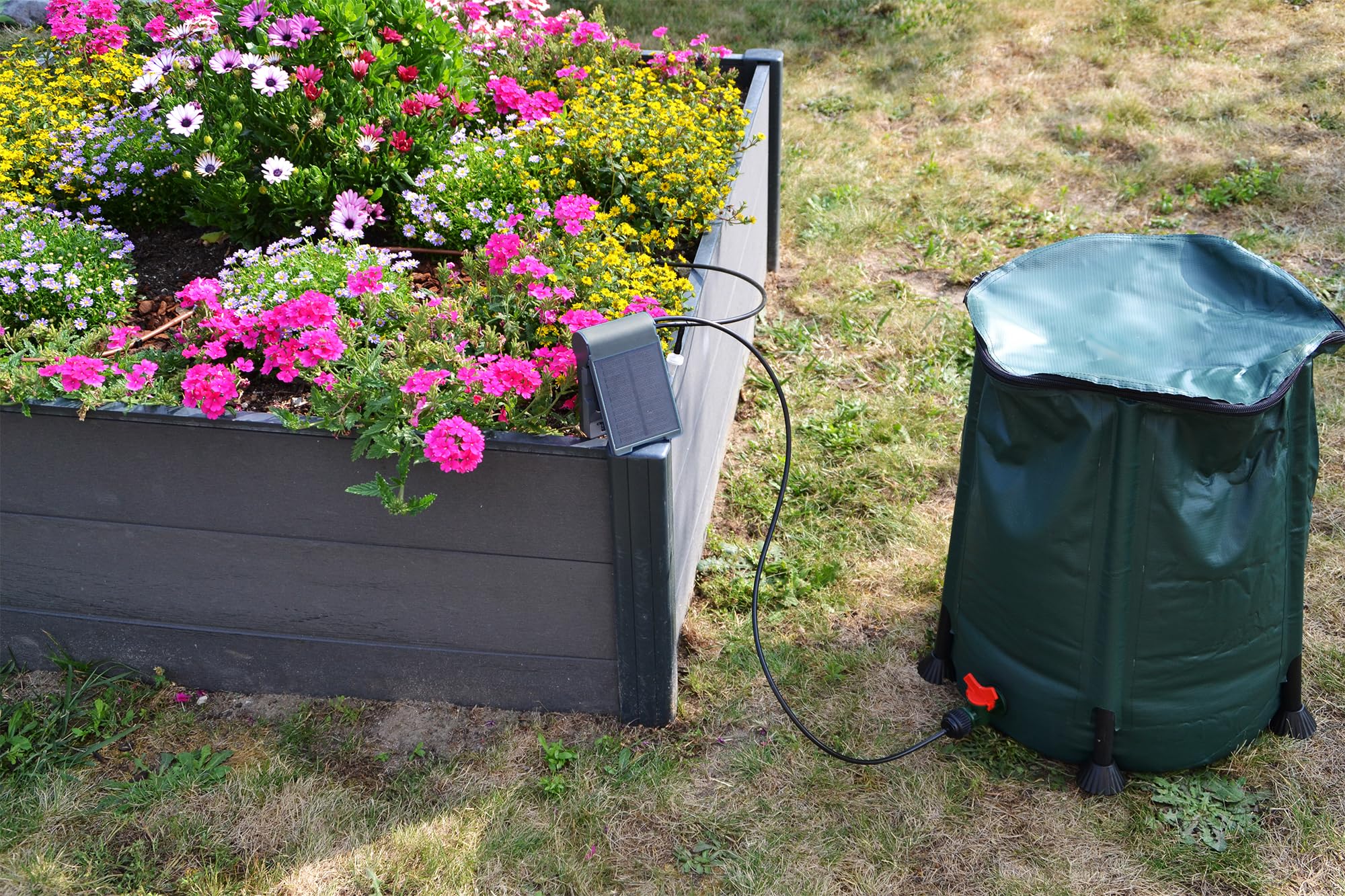 Jardibric - Kit irrigazione a goccia solare autonomo - Pompa programmabile + riserva d'acqua 50 litri