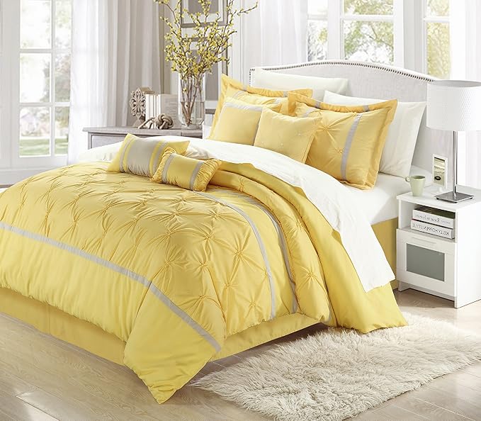 Amazon.com: Chic Home Yellow Bed in a Bag Comforter Set, King Size (8 ...