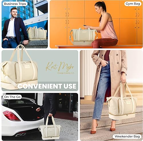 Miniatura 8 de Bolsas de viaje para mujer, bolso de mano para fin de semana para mujer, bolsa de gimnasio deportiva, bolsa de lona de entrenamiento, bolsa de