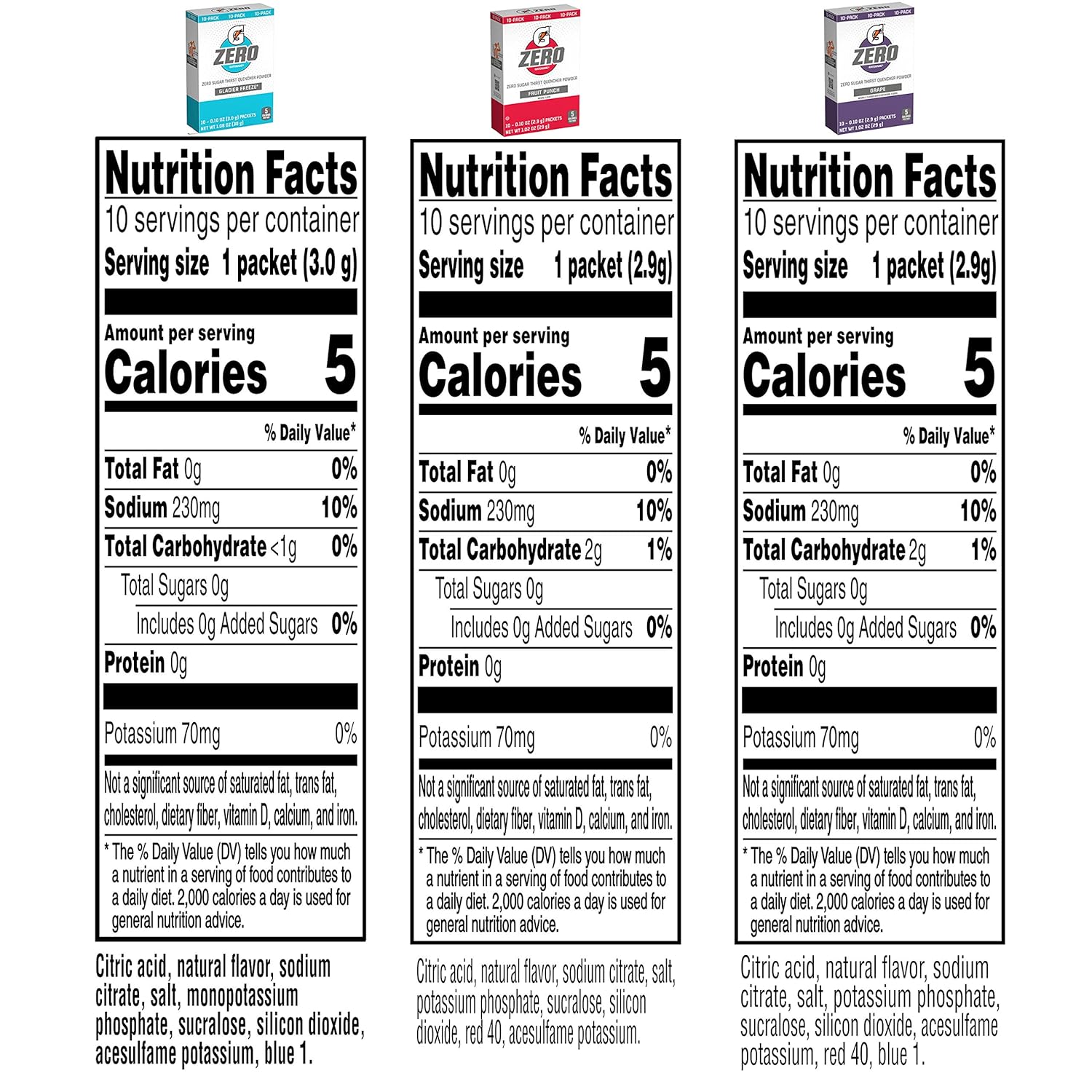 Gatorade G Zero Powder, Fruit Punch Variety Pack, 0.10oz Individual Packets (50 Pack) : Grocery & Gourmet Food