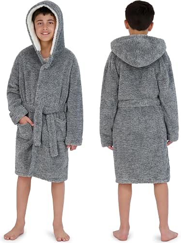 US Angels Hooded Plush Robe For Boys- Fluffy Winter PJ