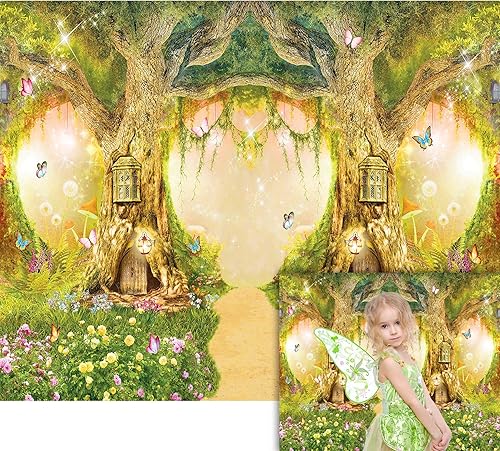 Telón de fondo de jardín encantado de primavera de 10 x 8 pies, bosque, hadas de las maravillas, fondo de bosque, boda, baby shower, fiesta de