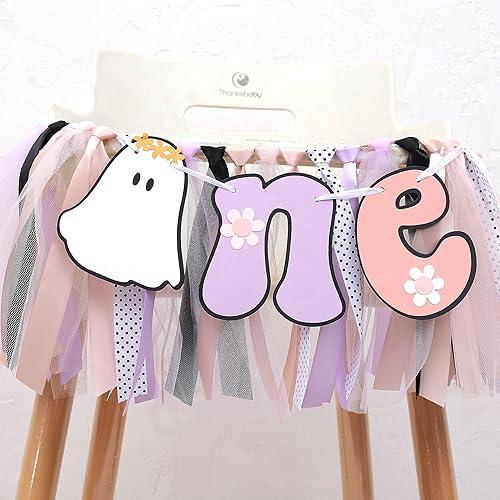 Spooky One Groovy - Cartel para silla alta – Decoración de fiesta de primer cumpleaños de Halloween, cartel neutro para fiesta de Halloween, baby