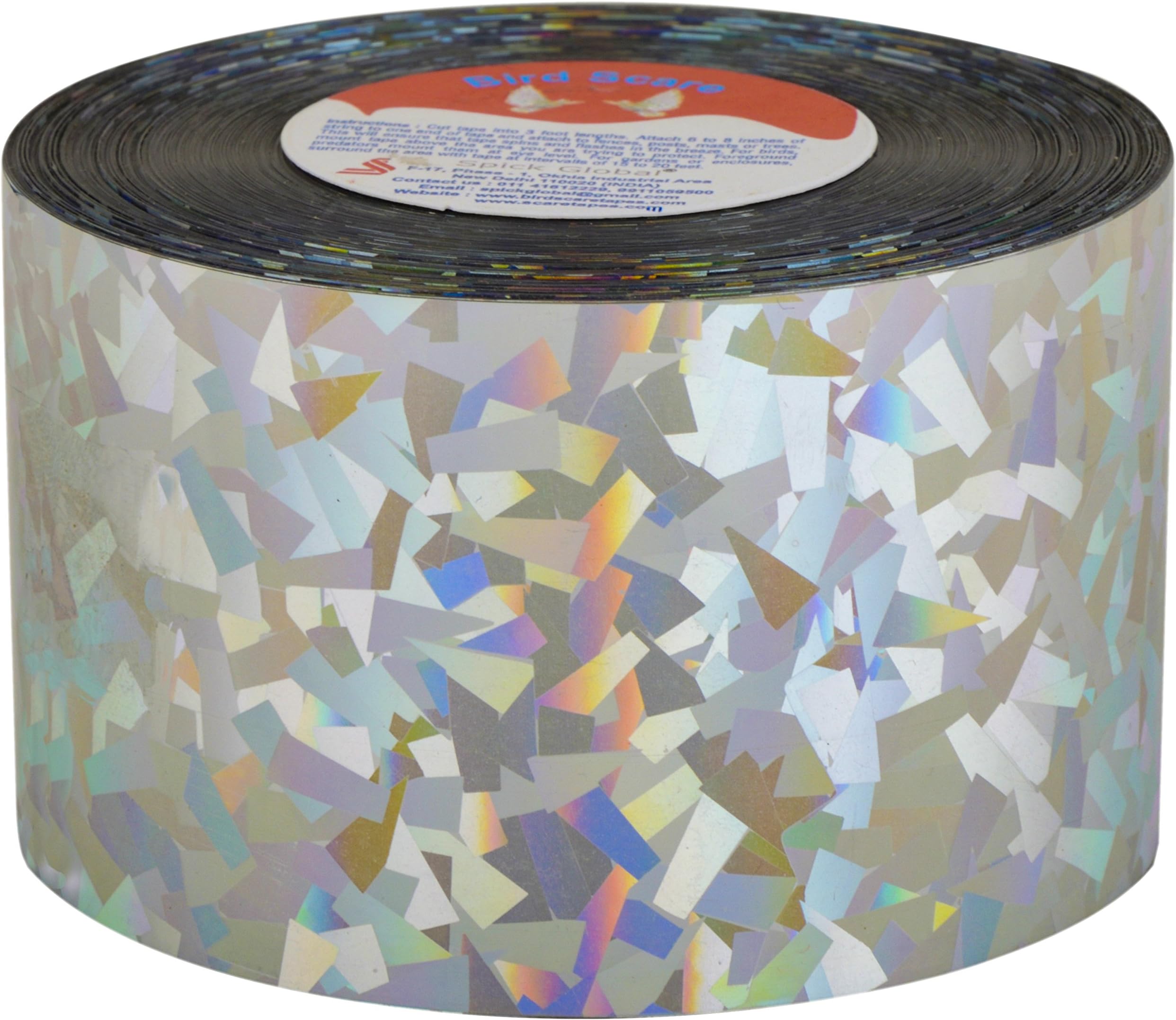Spick Global Bird Scare Pigeon Control Tape & Holographic Birds Scare Deterrent Visual Audible Ribbon 2 inch x 330 feet 1 Roll