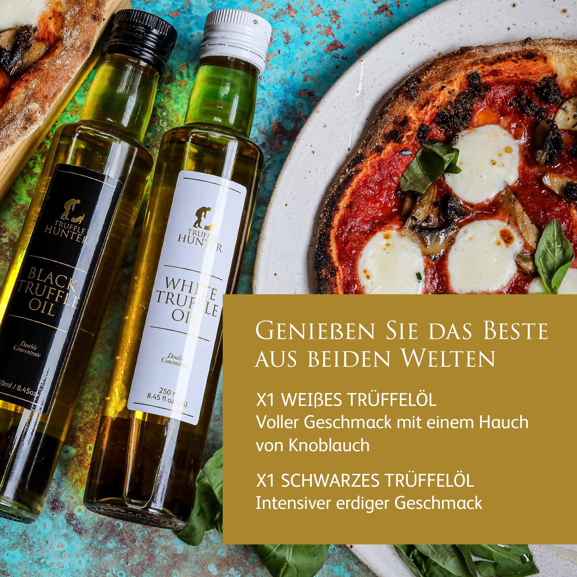TruffleHunter – Premium Schwarzes und Weißes Trüffelöl im Set – 250 ml x 2