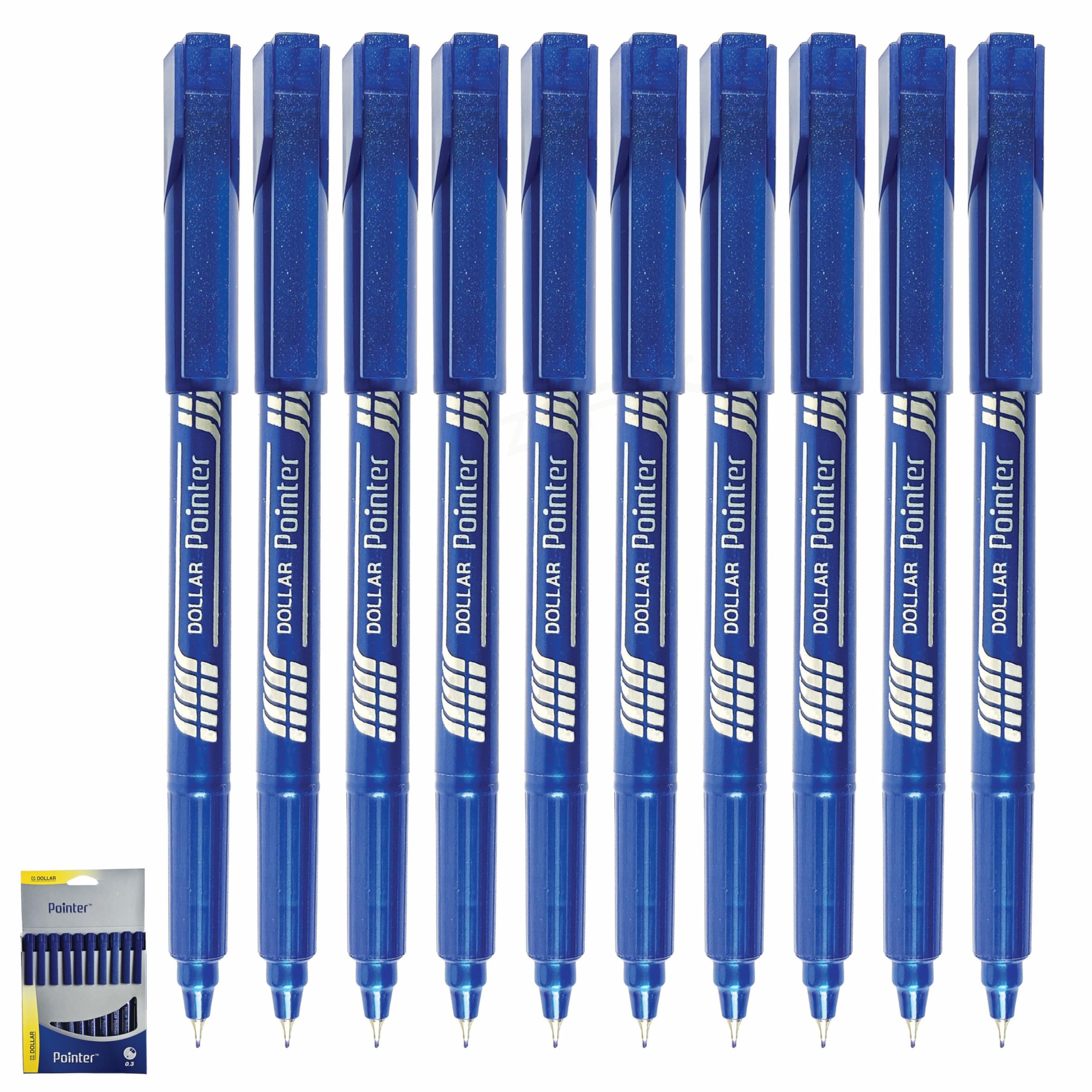 DOLLAR Punto Fineliner Pens, BLUE, Extra Fine Point (0.3mm), Pack of 10, Ideal for Drawing Sketching Writing Calligraphy Illustration Artist Architect