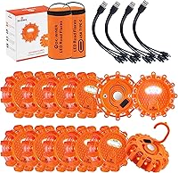 Vista 7 de Kit de bengalas LED de carretera para emergencia, kit de luces de emergencia para carretera con base magnética para vehículos y barcos 9 modos
