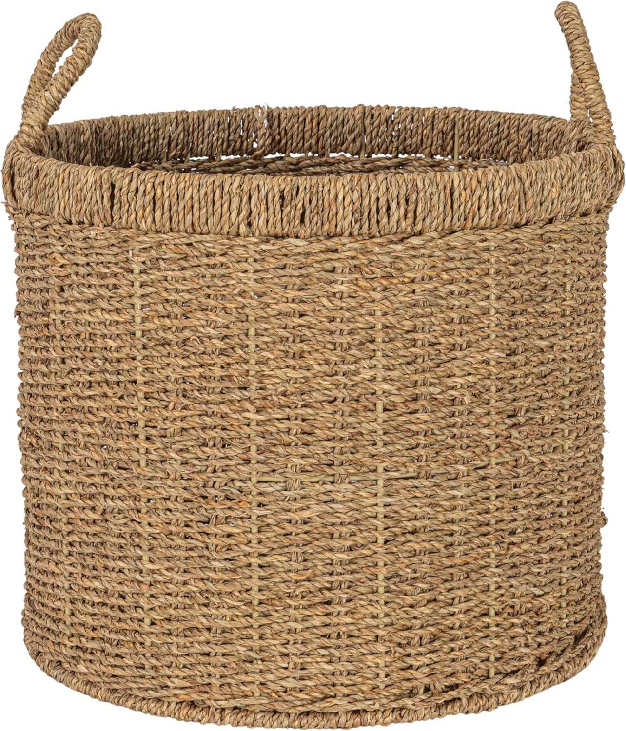 Household Essentials Round Seagrass Basket with Handles, Natural