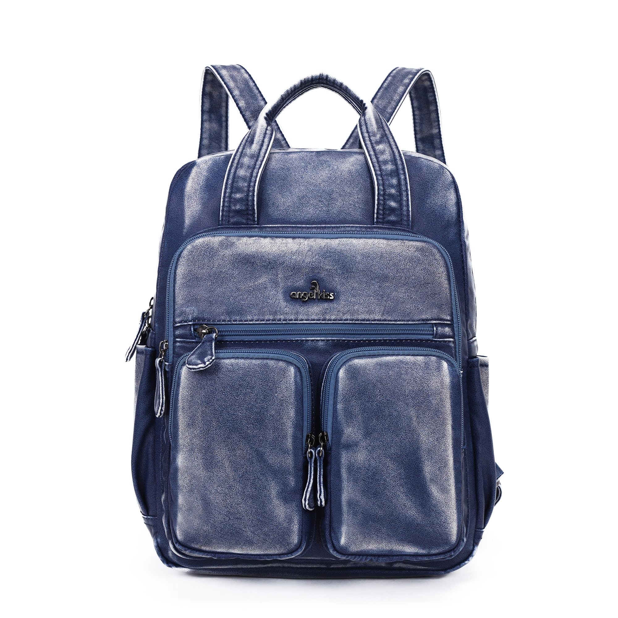 Angel Kiss Backpack Purse for Women Soft Washed Leather Multi Pocket Casual Travel Backpacks…