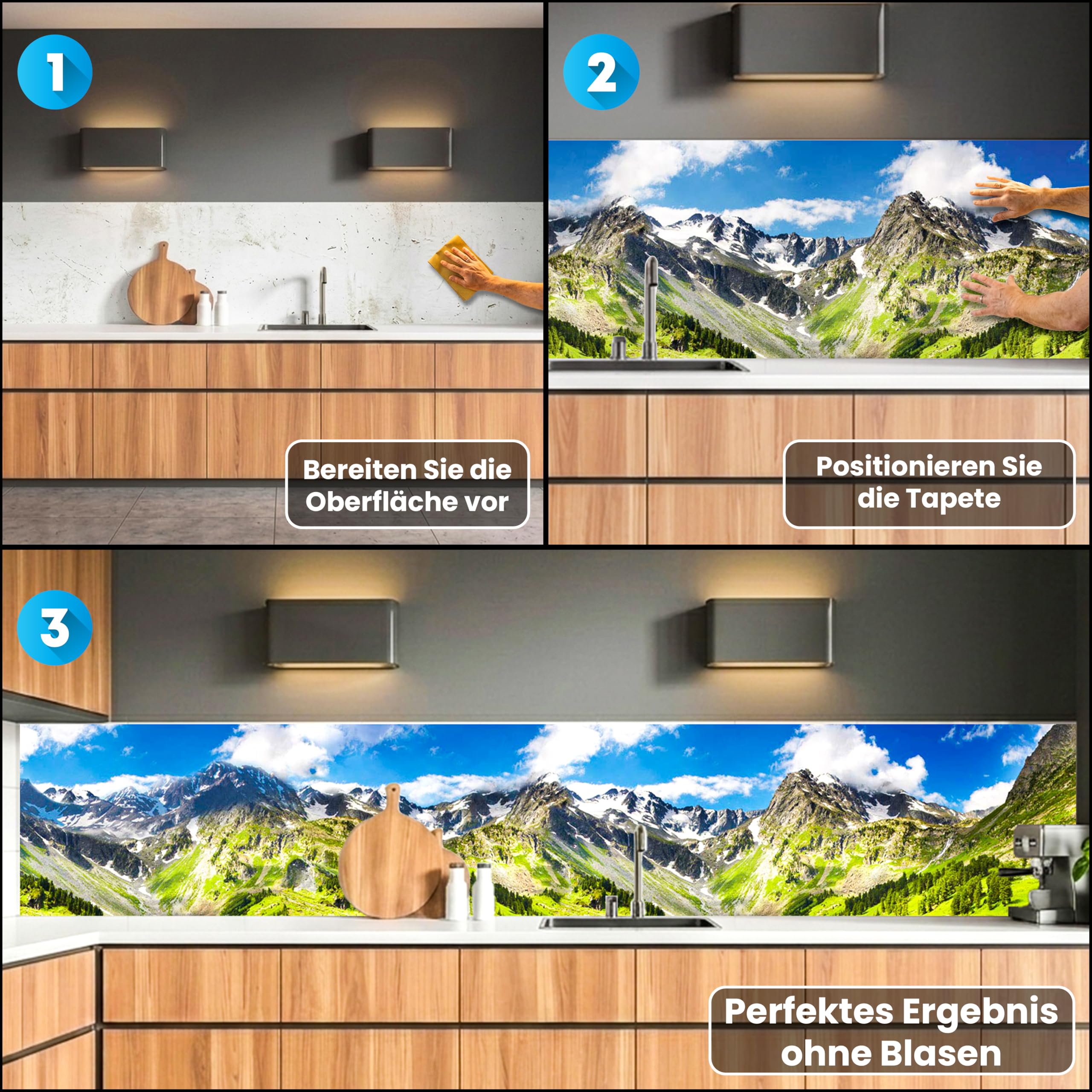 Dimex Küchenrückwand Folie Selbstklebend Berge 420 x 60 cm | Klebefolie - Dekofolie - Spritzschutz für Küche | Made in EU