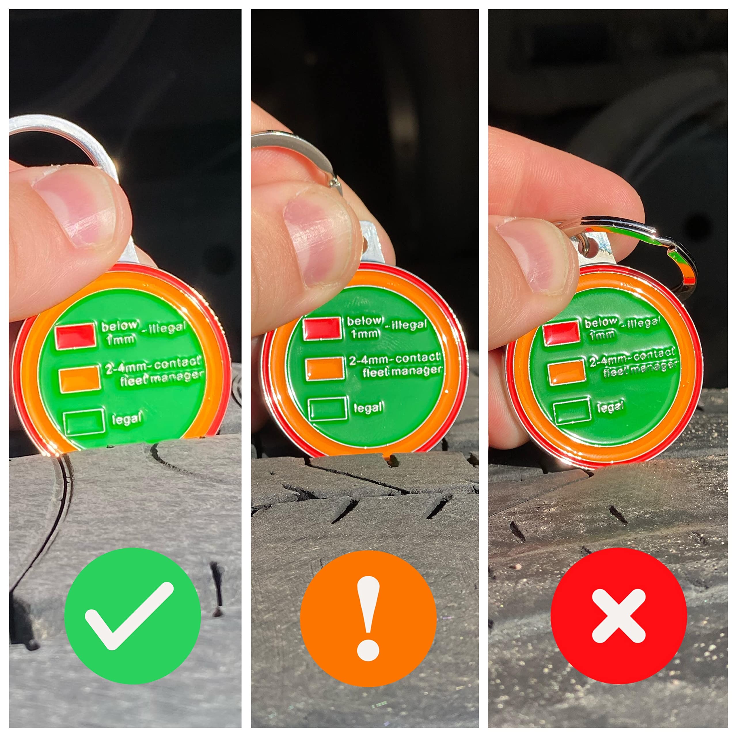 Round Tyre Tread Depth Gauge, Portable Tire Depth Measuring Tool Keychain For Car And Van, Shopping Trolley Coin Keyring - View #5