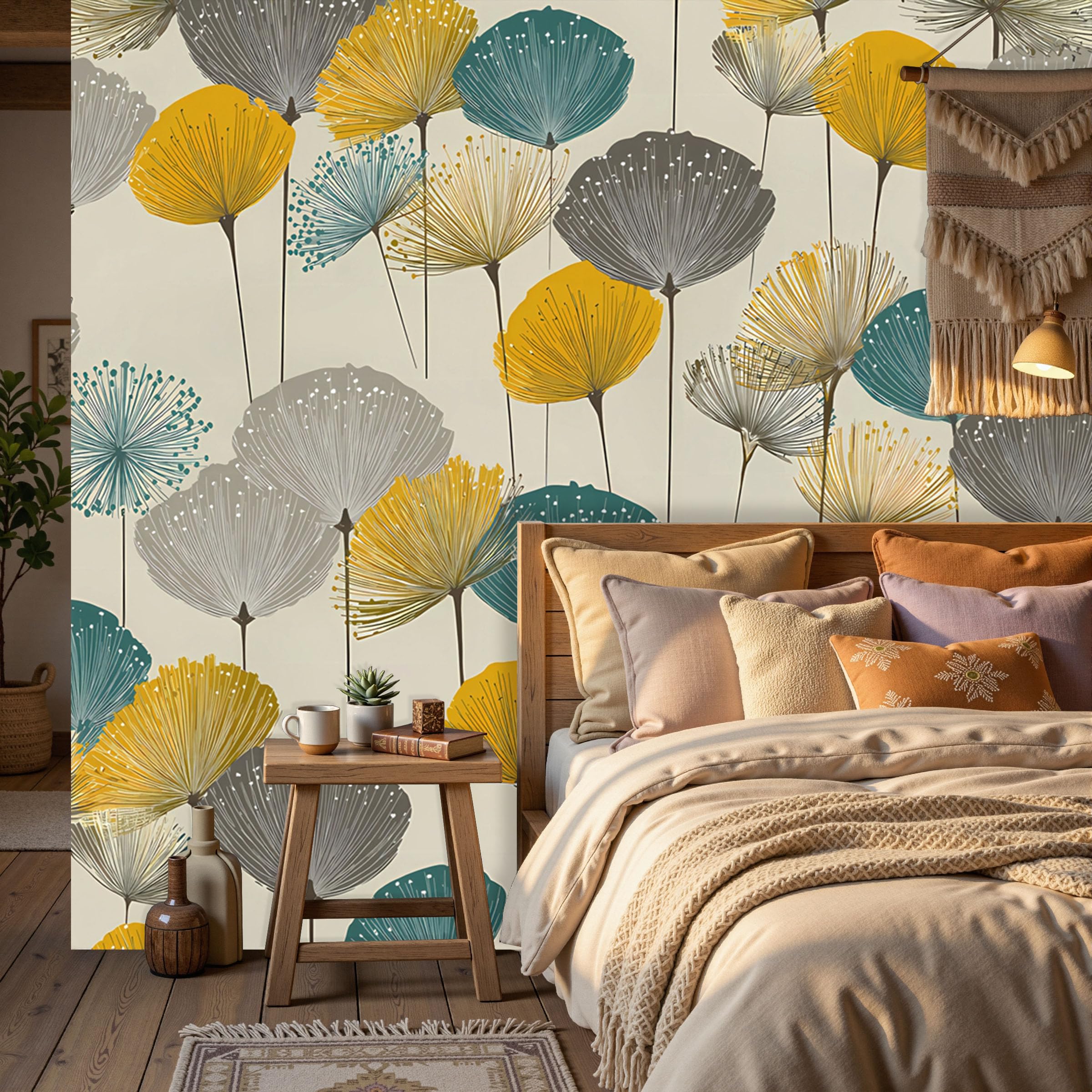 Papier Peint Panoramique Motif Pissenlit Rétro 3D Décoration Murale Tapisserie Salon 150x105