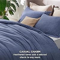 Vista 149 de Bedsure - Juego de edredón tamaño matrimonial de 3 piezas, teñido catiónico azul marino, ropa de cama para todo el año, 1 edredón de 82 x 86