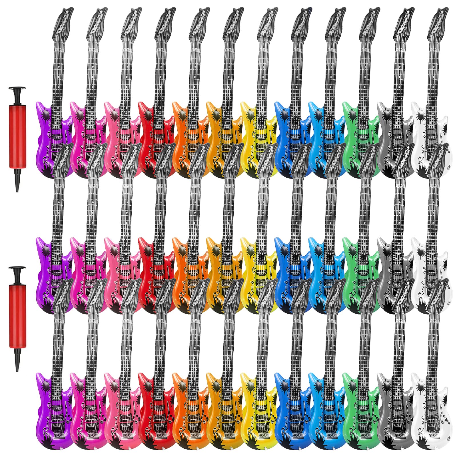Lot de 24 guitares gonflables - Accessoire de fête gonflable - Ballon électrique rock star - Accessoires de fête pour fête disco sur le thème des années 80 et 90 - 91,4 Lot de 24 guitares gonflables - Accessoire de fête gonflable - Ballon électrique rock star - Accessoires de fête pour fête disco sur le thème des années 80 et 90 - 91,4