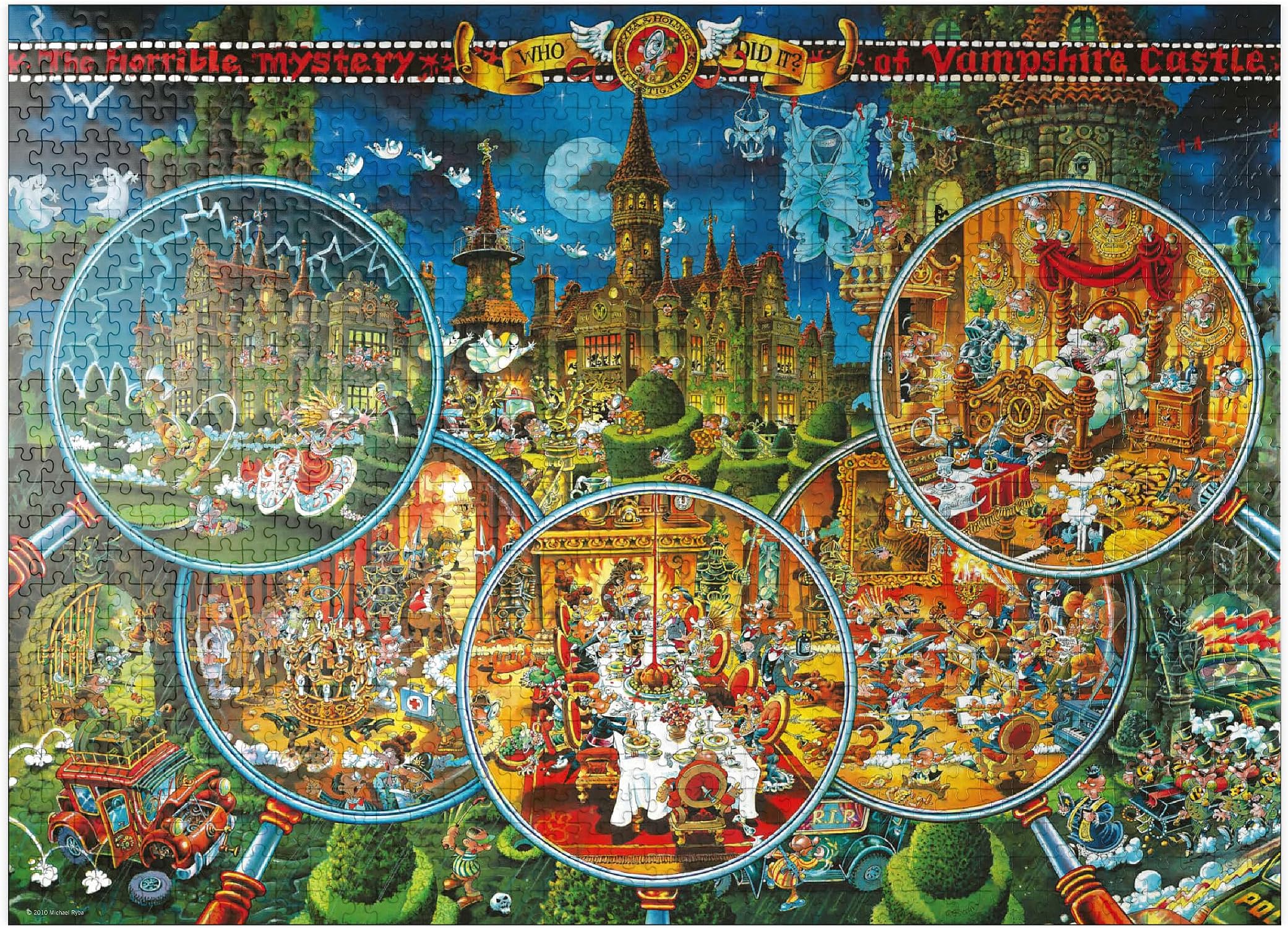 MyPuzzle Crime Scene - Michael Ryba - Cartoon Classics - Premium 1000 Piece Jigsaw Puzzle for Adults