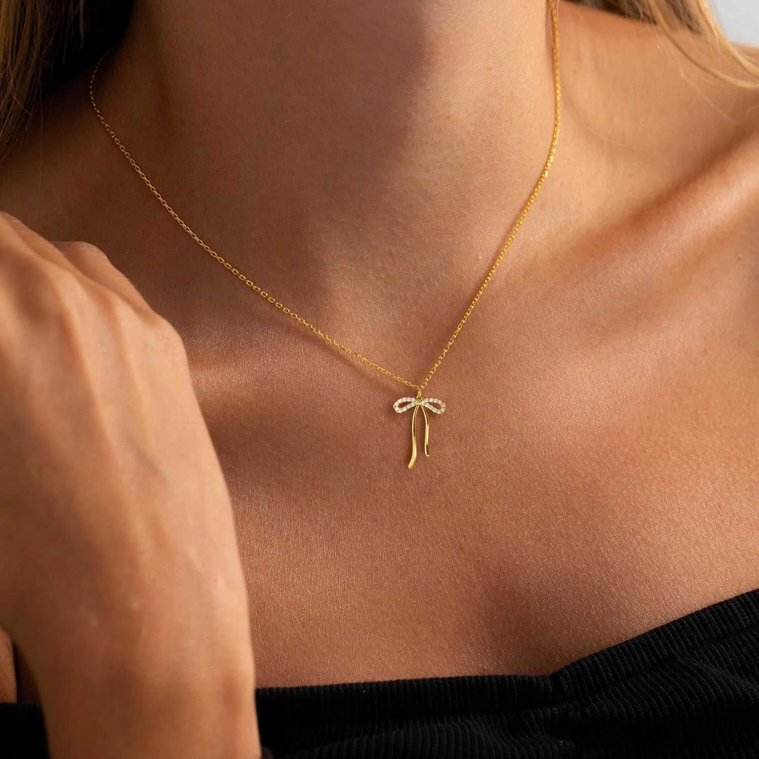 Gold Necklace for Women-14K Gold Plated Bow,Dragon,Shell, Palm Tree, Seahorse, Conch Shell,Sardines, Cowboy Boot,Bat,Bunny Pendant Beachy Jewelry for Women Gifts - Image 4