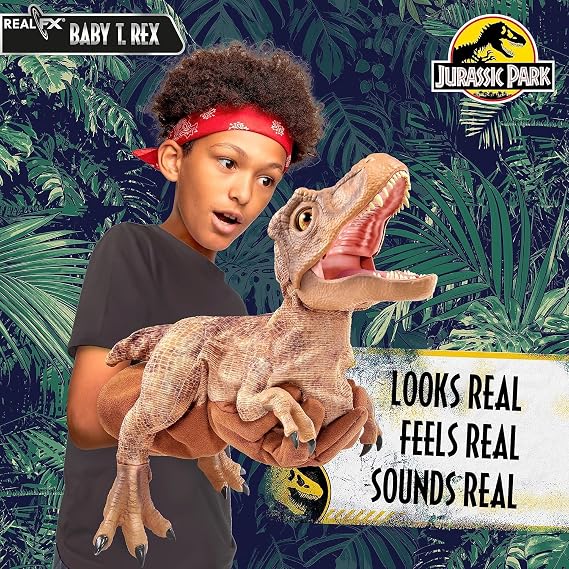 WOW! STUFF Jurassic Park Real FX Baby T.REX Dinosaur, Special Edition Hyper-Realistic Animatronic Toy, Life-like with Real Movie Sounds, Jurassic World Official Gifts, Collectables and Toys