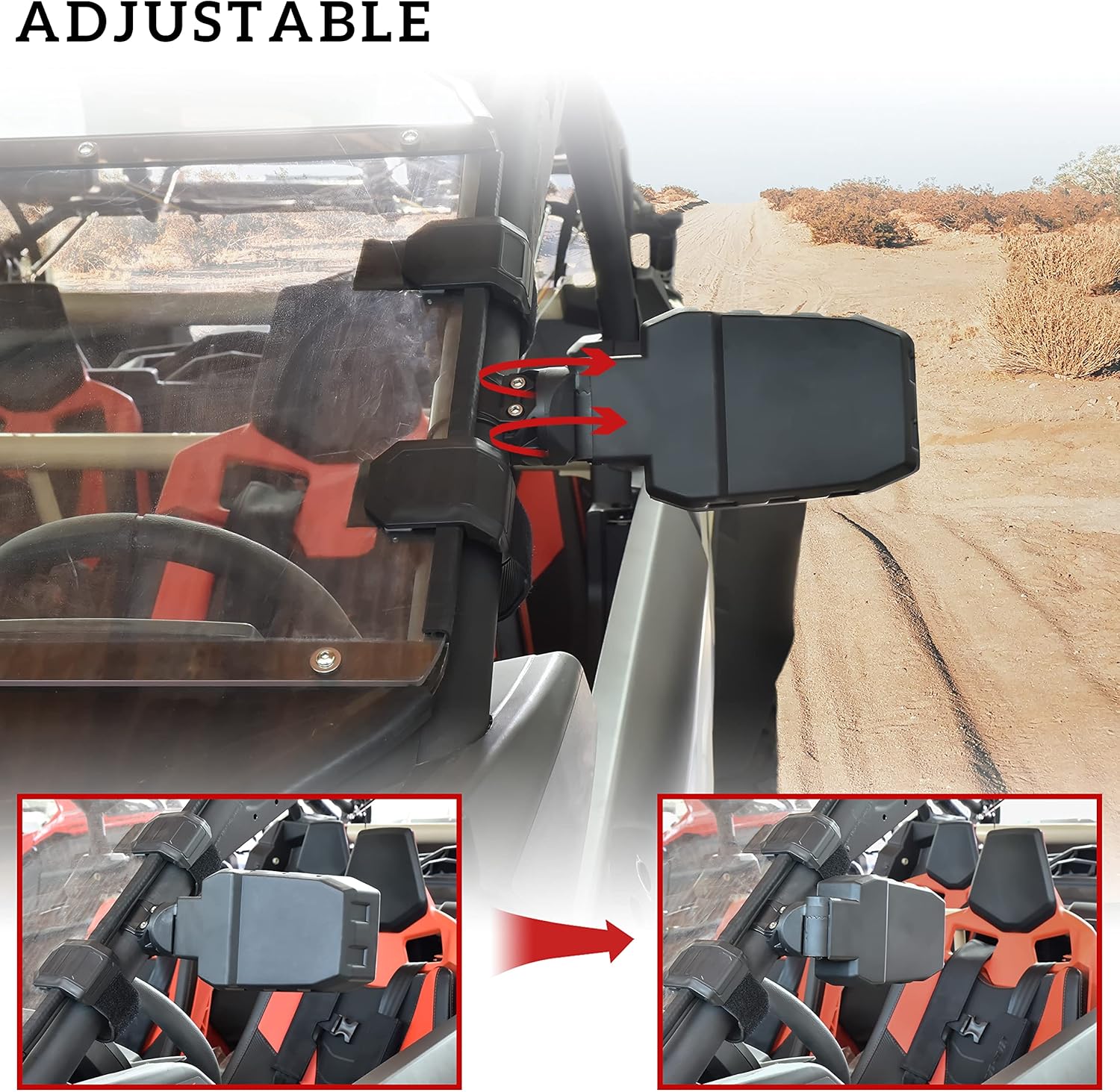 SAUTVS Adjustable Rear View Side Mirrors for Can-Am Maverick X3, Wider Design Folding Clear Rear View Convex Side Mirrors for Can-Am Maverick X3 MAX 2017-2025 Accessories (2PCS)