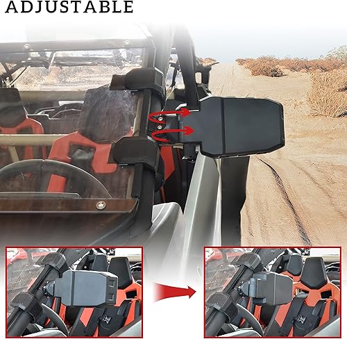 Miniatura 3 de SAUTVS Espejos laterales retrovisores ajustables para Can-Am Maverick X3, diseño más amplio, espejos laterales convexos transparentes plegables para