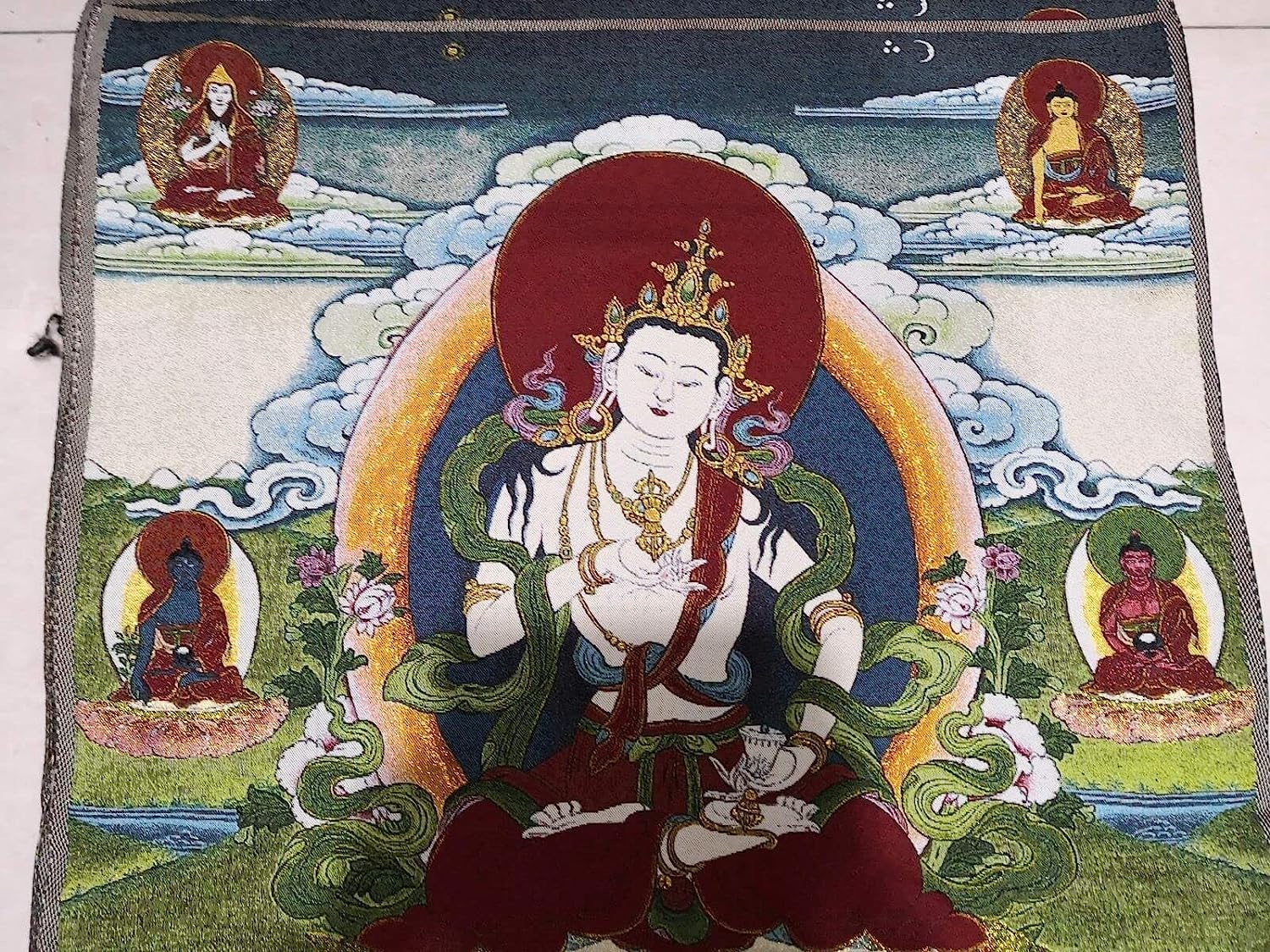 Tangka Wandteppiche, buddhistische Wandteppiche, Seidenstickerei TibetTibet tibetanisches Tuch Seide Buddhismus Vajrasattva Buddha Tangka Thangka Wandgemälde Fengshui Wandbehang for Heimdekoration Wan