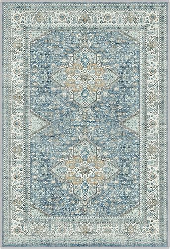 Miniatura 7 de Alfombra de pasillo de 2 pies 6 pulgadas x 8 pies, alfombra vintage lavable, antideslizante, alfombra de interior envejecida para entrada, cuarto de