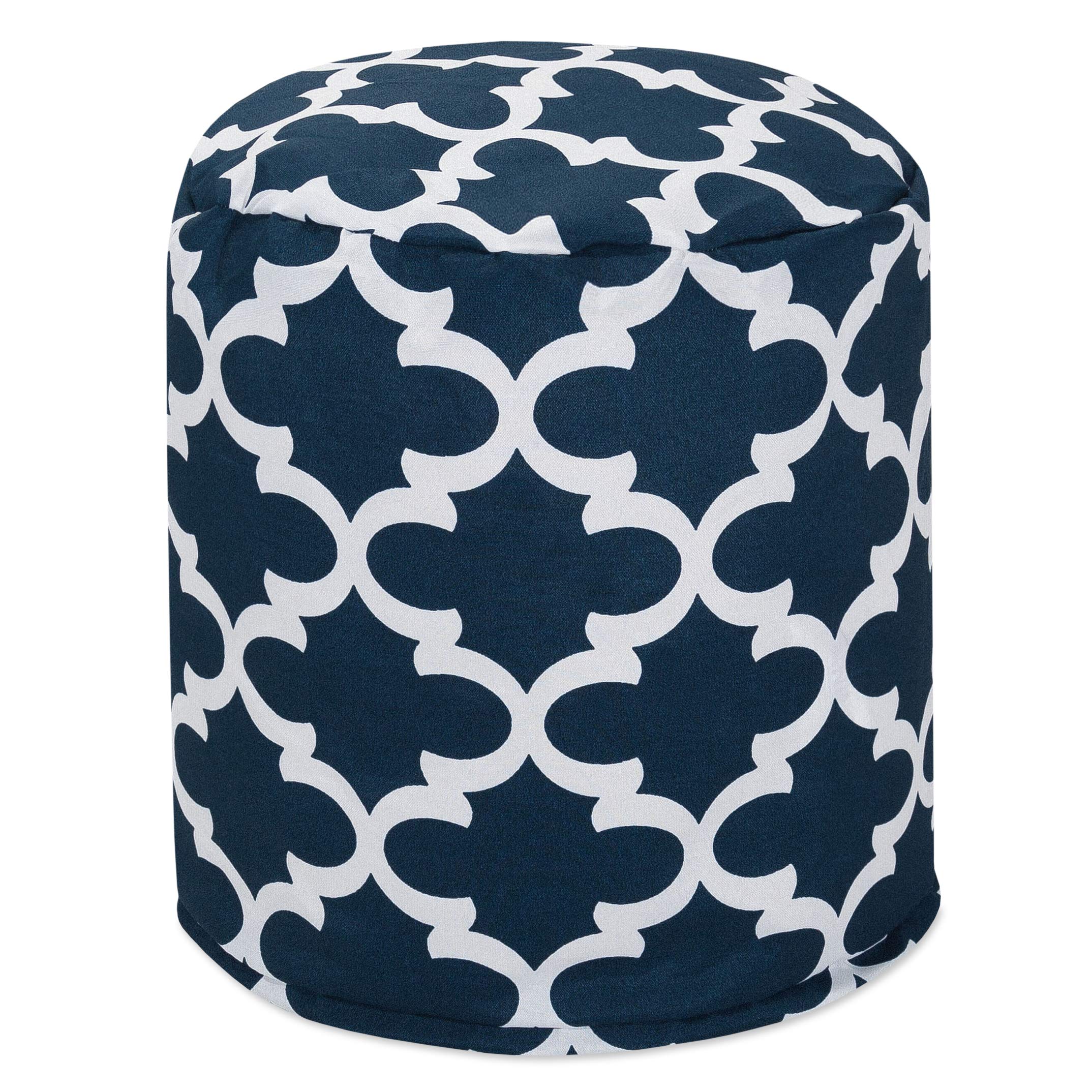 Majestic Home Goods Navy Trellis Indoor/Outdoor Bean Bag Ottoman Pouf 16" L x 16" W x 17" H-image-41