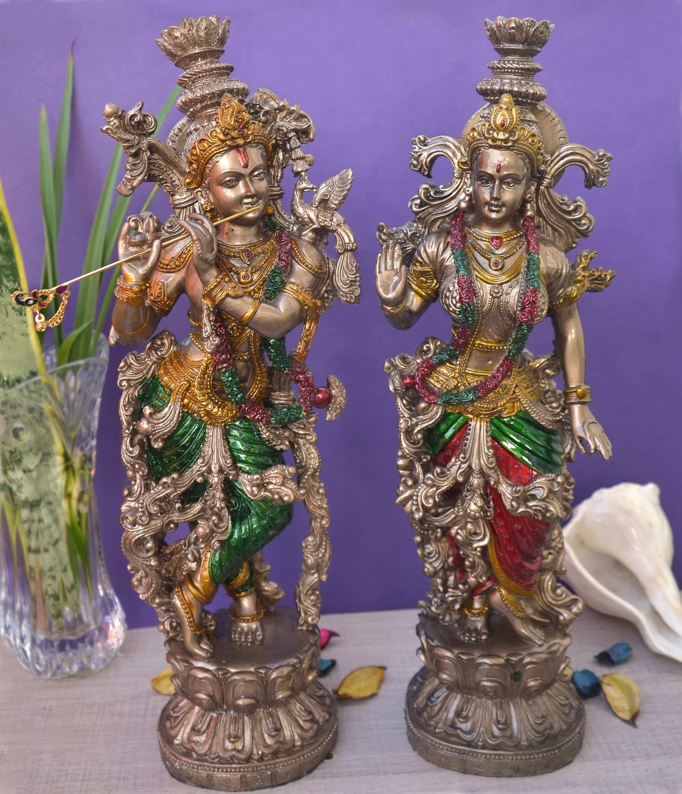 Buy Bronze Handcrafted 15 Inch Radha Krishna Statues for Mandir Eternal