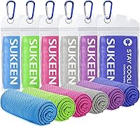 Sukeen Cooling Towels 6 Pack (40"x12") - Instant Cold Neck & Face Towels for Sports, Gym, Hiking, Hot Weather - Reusable Quick Dry