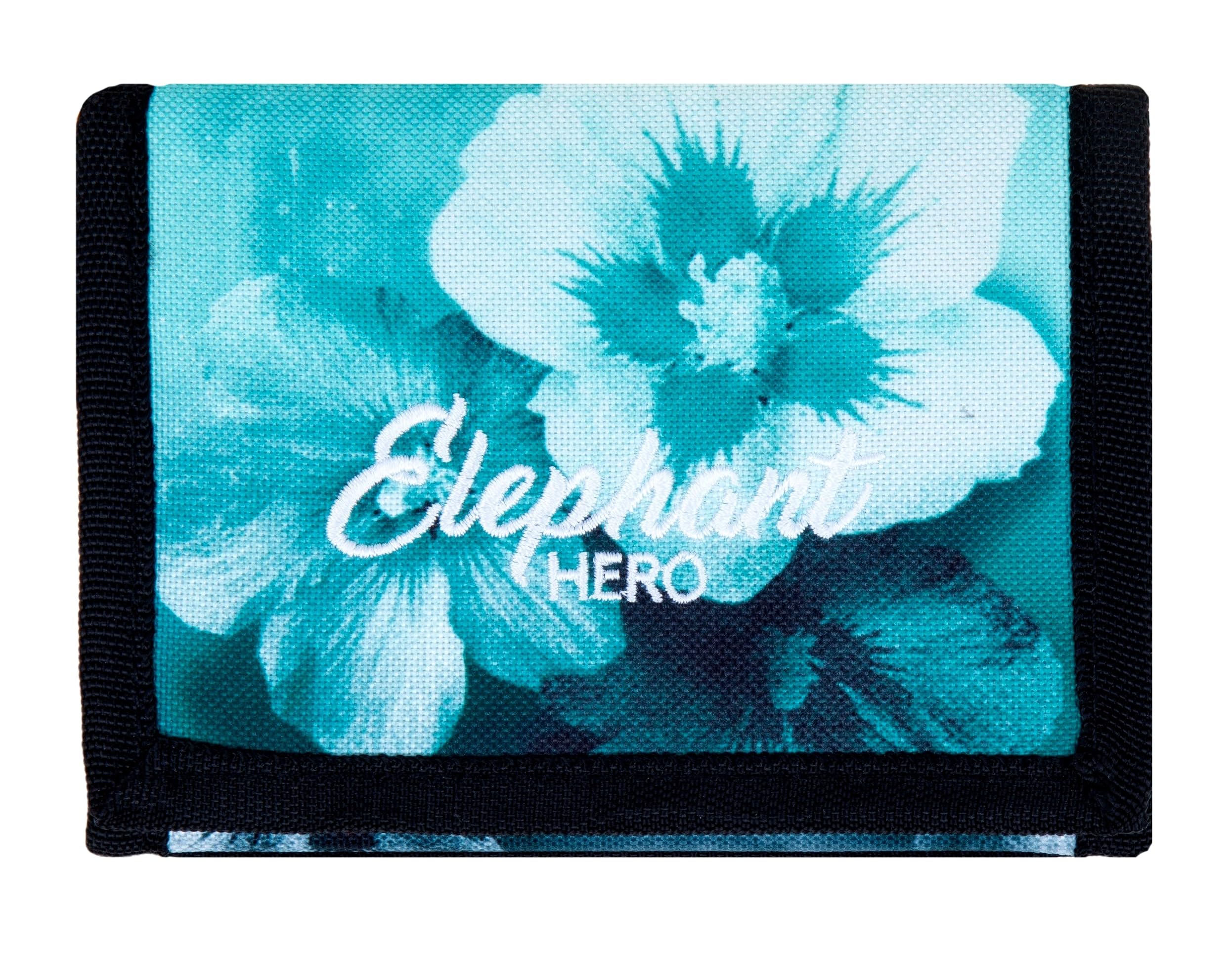 Elephant Geldbörse Kinder Portemonnaie Hero Signature Wallet Schlüsselkette Börse Mädchen Jungen Ausweishülle Geldbeutel Schülerbörse Purse (Flower Türkis Schwarz Verlauf 12801)