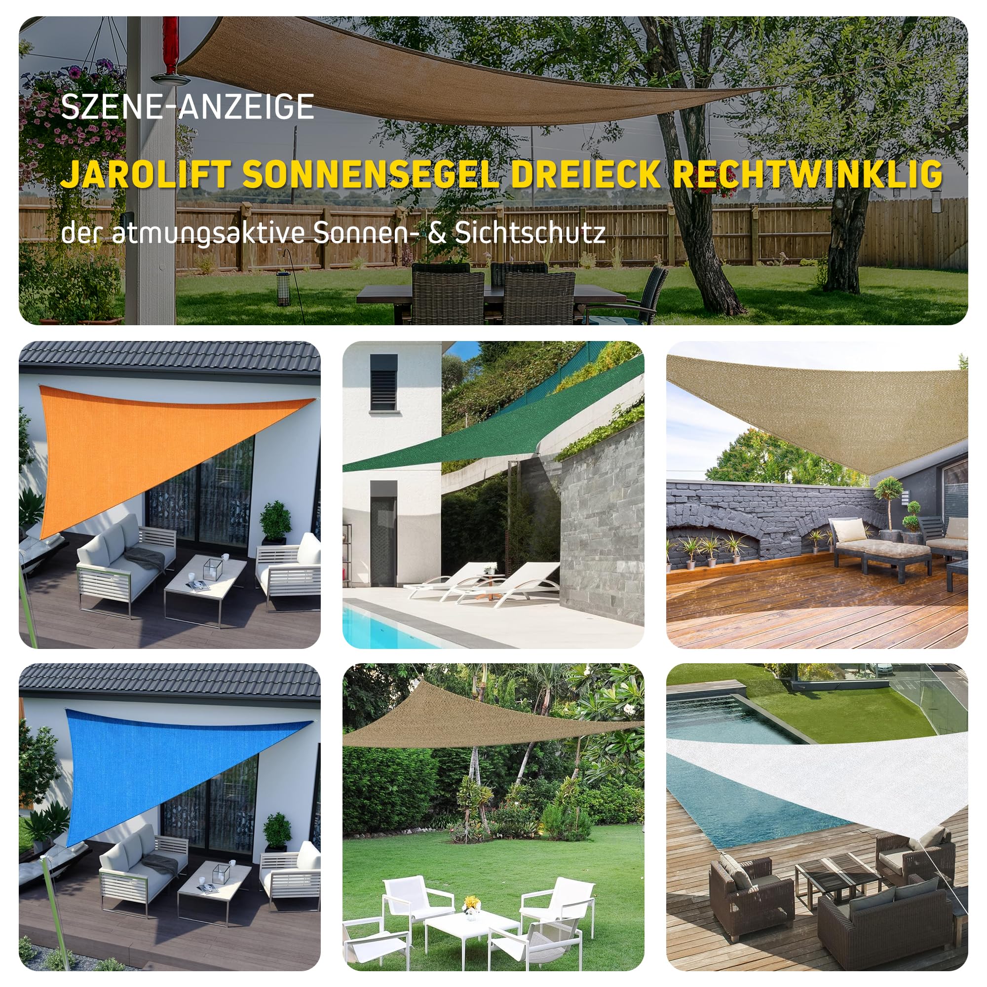 SONGMICS Sonnensegel 3 X 4 M, Sonnenschutz Aus HDPE Produktbild-Vorschau 3