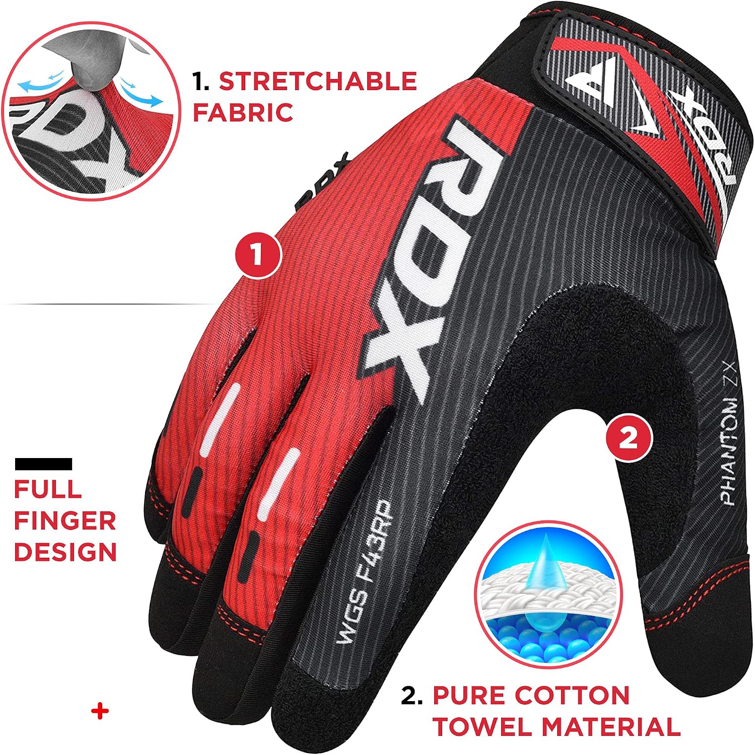 RDX Weight Lifting Gloves Full Finger, Touch Screen Gym Workout, Anti Slip Breathable Padded Palm Protection, Strength Training Fitness Powerlifting HIIT WOD Exercise, Women Men Gym Home Cycling
