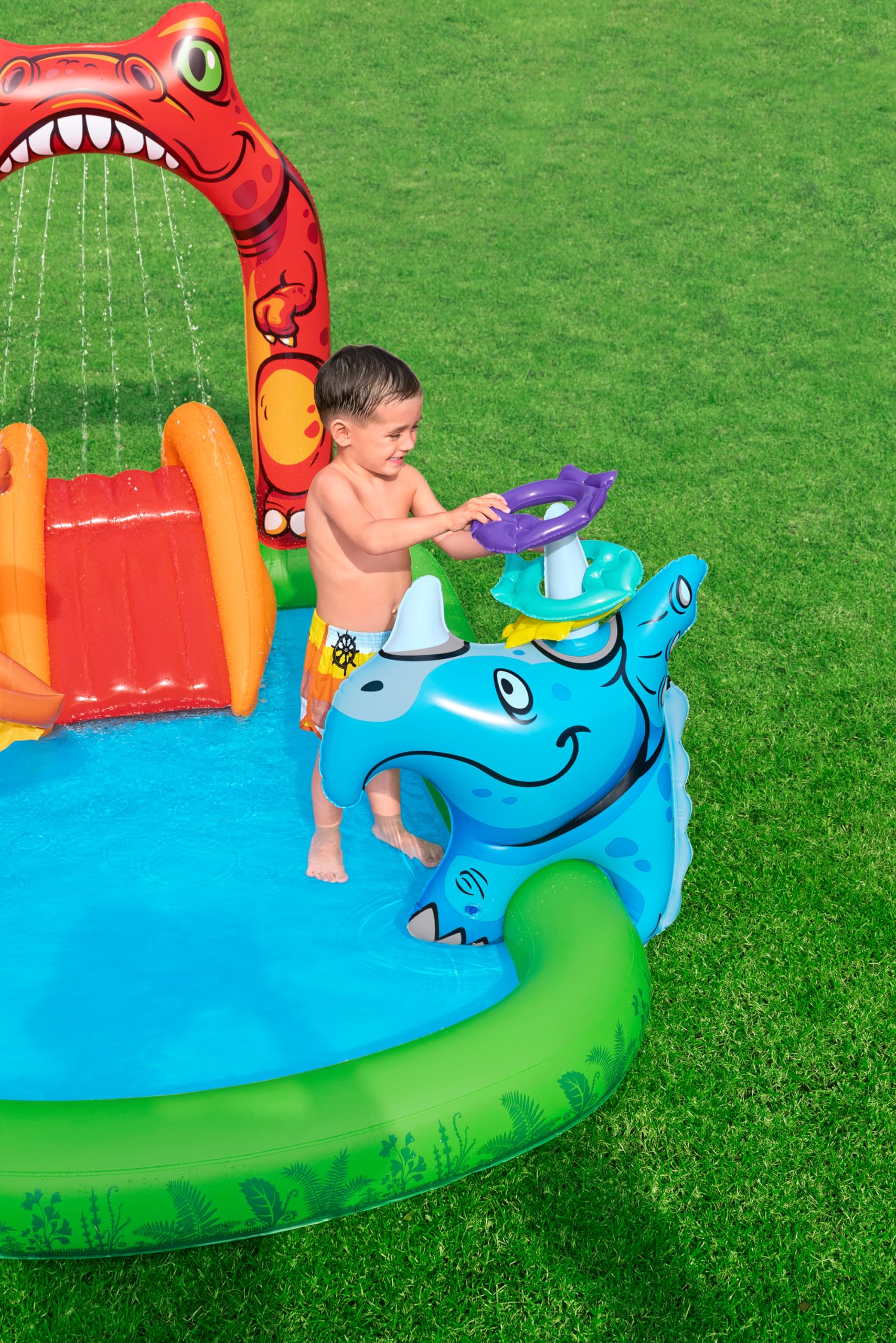 Bestway 53160 Playcenter gonfiabile Jurassic Splash con piscinetta, 2 anni+