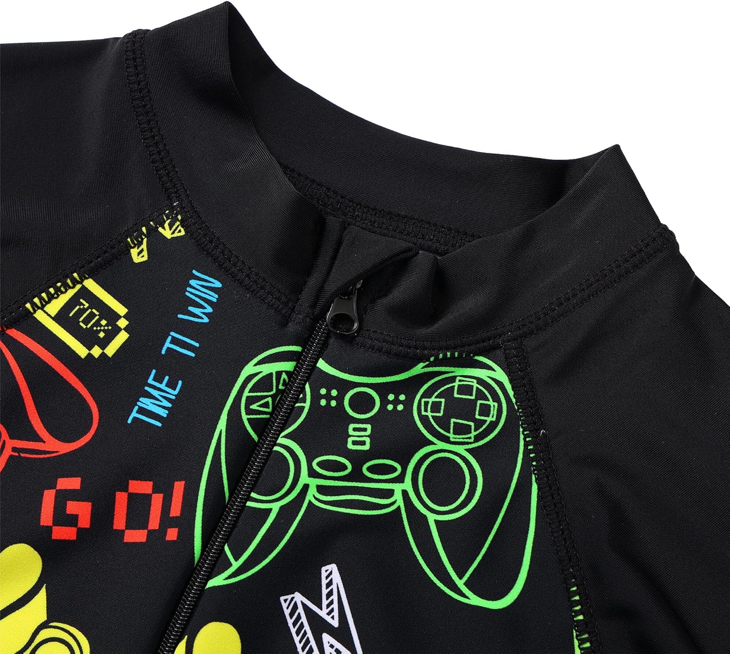 TFJH E One-Piece Boys Short Sleeve Swimsuits Rash Guard Suits Swimwear 50+ UV Sun Protective Zip - Image 3