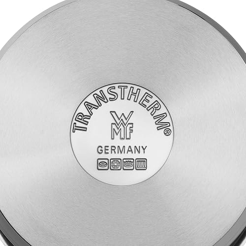WMF Function 4 5-Piece Induction Saucepan Set, Glass Lid with 4 Pouring Functions, Polished Cromargan Stainless Steel, Induction Pots Set, Inner Scale - 9