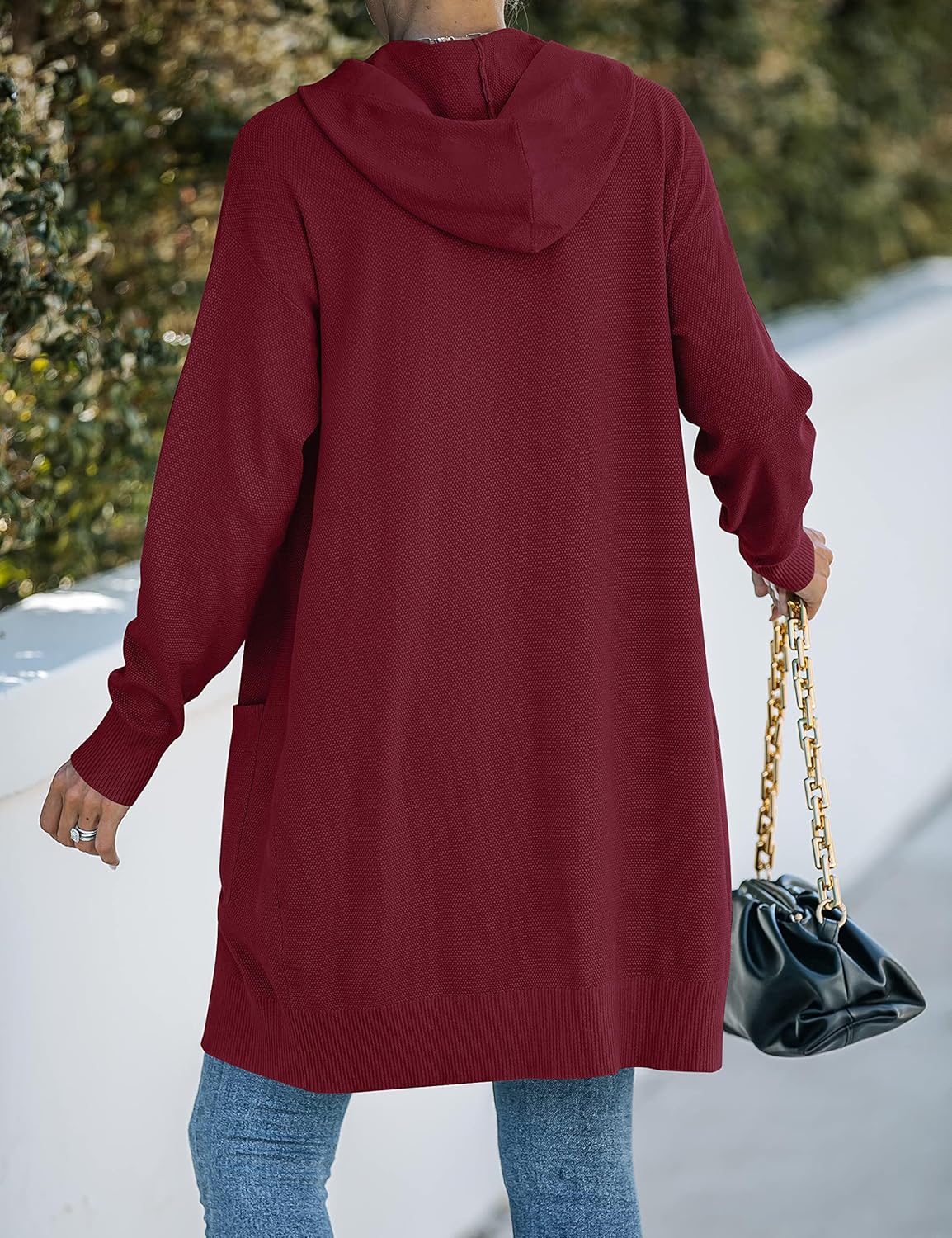 MEROKEETY Long Cardigans for Women 2026 Fall Winter Hooded Long Sleeve Open Front Sweaters with Pockets - Image 4