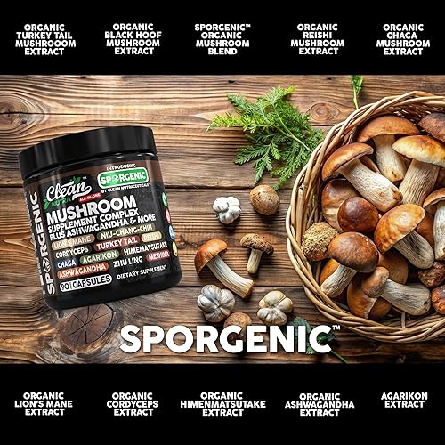 Miniatura 6 de Suplemento orgánico de hongos  Ashwagandha Lions Mane Cordyceps Cola de pavo Setas Reishi, raíz de maca, pezuña negra, Chaga Tremella Agarikon