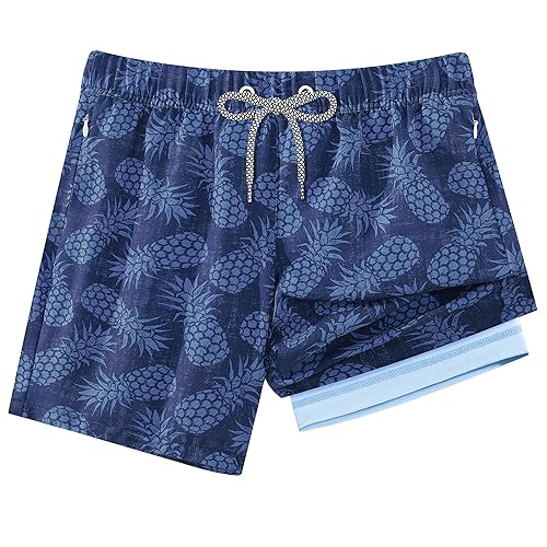 APTRO 2 in 1 Boy's Swim Trunks Quick Dry Kids Bathing Suits Zipper Pockets Board Shorts 5-16Y