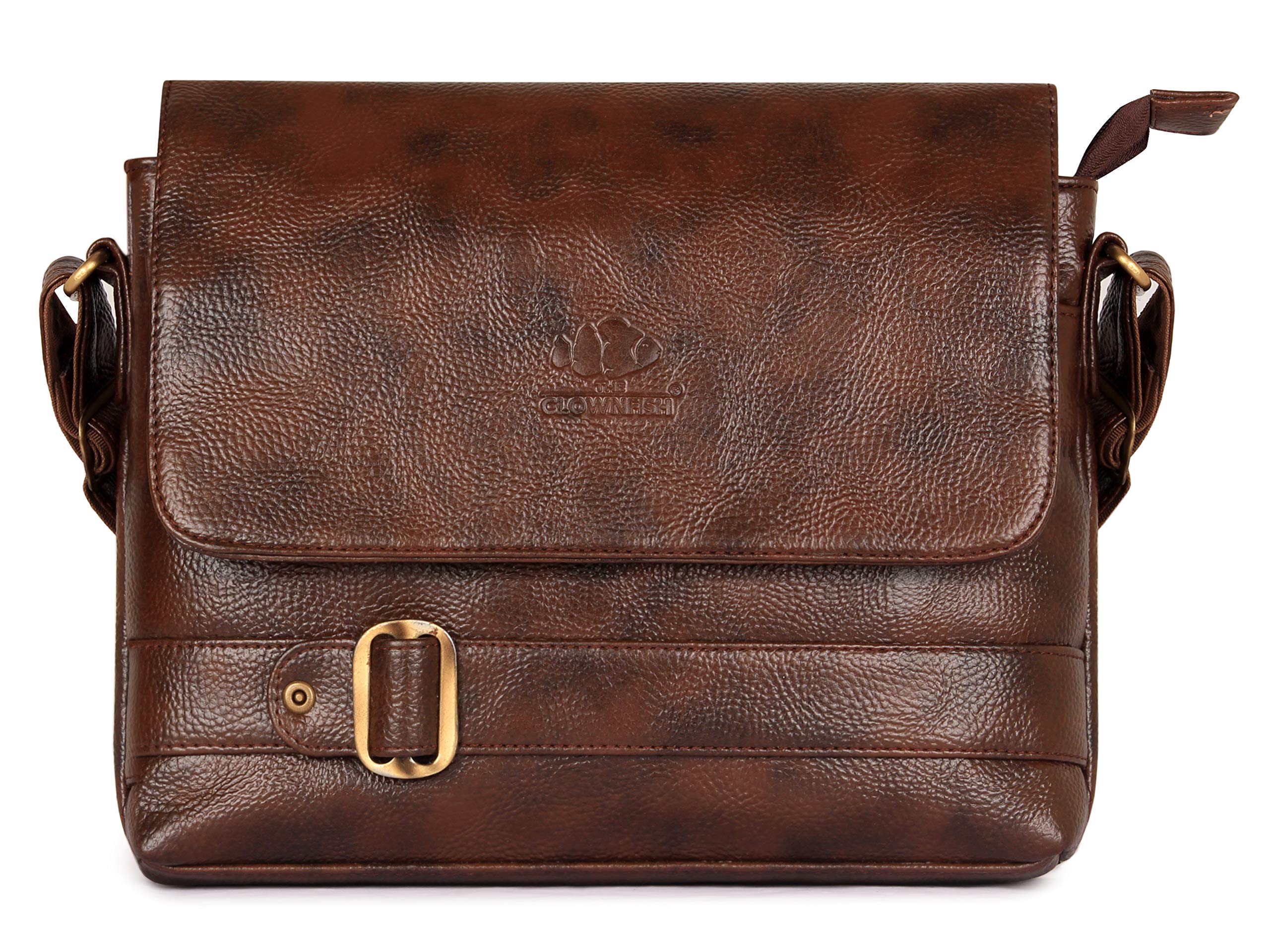 Apollo Faux Leather 23 cms Sling Crossbody Messenger Bag Shoulder Bags for Office or Travel for Men & Women (Chocolate)