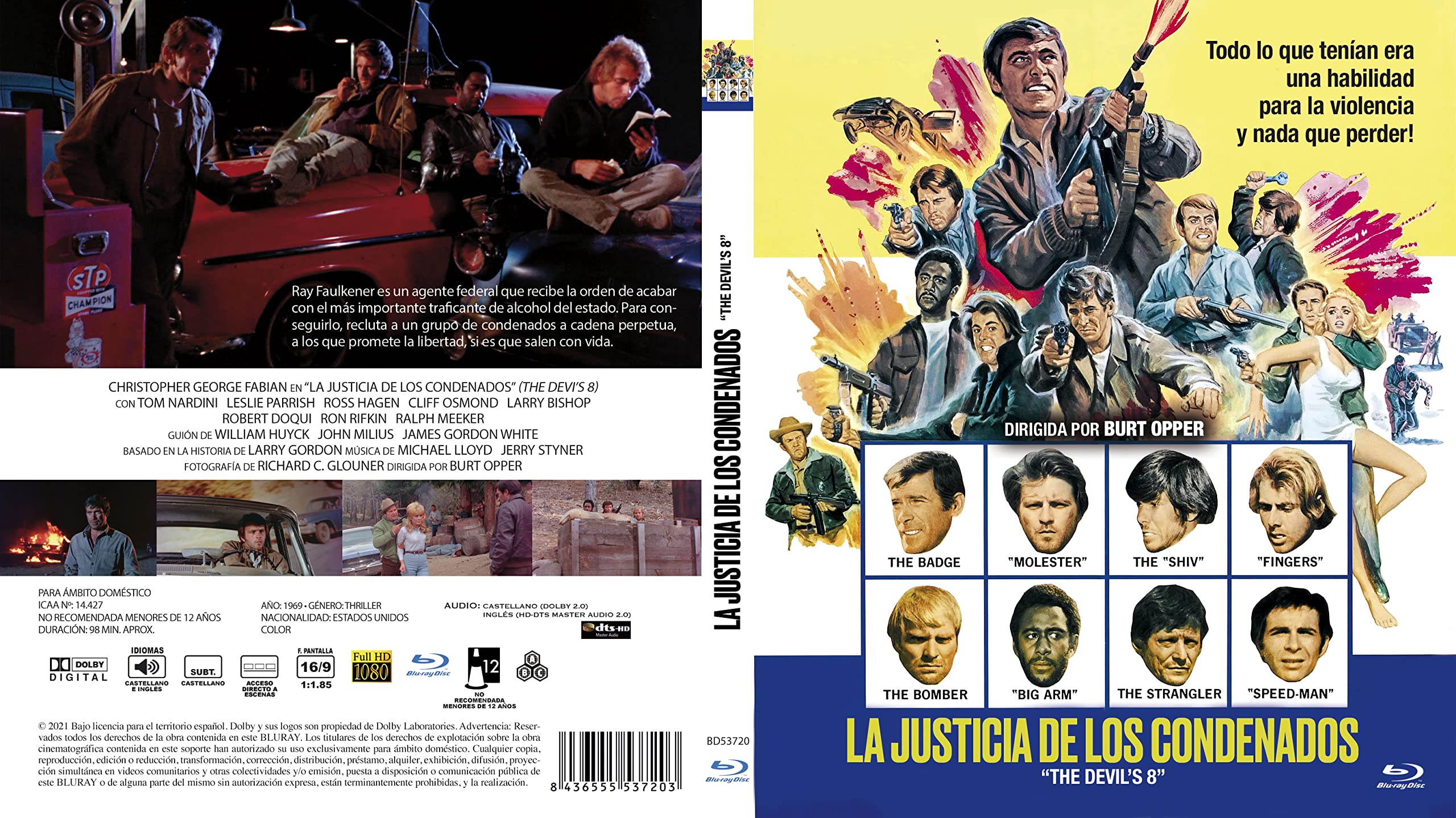 The Devil's Eight 1969 Blu-Ray Spanish Import, English Language, Burt Topper, Christopher George, Fabian, Tom Nardini, Leslie Parrish - Image 2