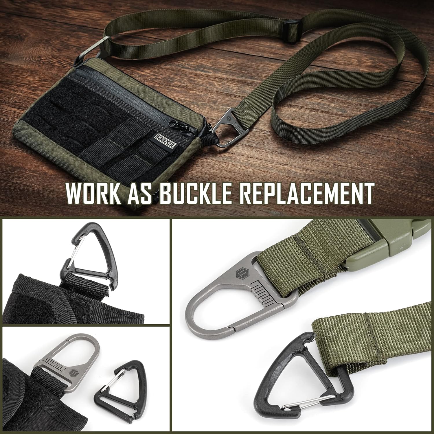 KeyUnity KB00 Titanium Sling Clip Hook, Snap Clasp Carabiner for Keychain, Molle Bag & Shoulder Strap (Sandblasted) - Image 2