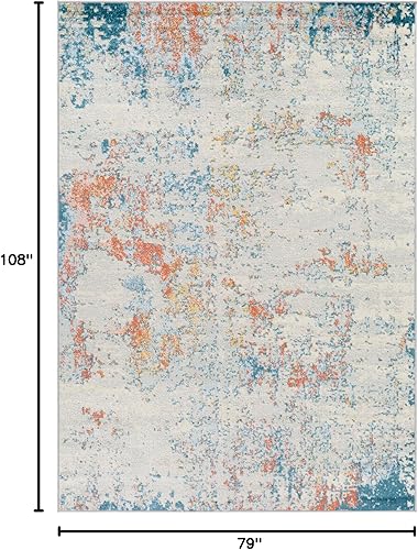 Vista 17 de Artistic Weavers Arti - Alfombra abstracta moderna de 5 pies, 3 pulgadas, Redonda, Aguamarina/coral Agua / coral