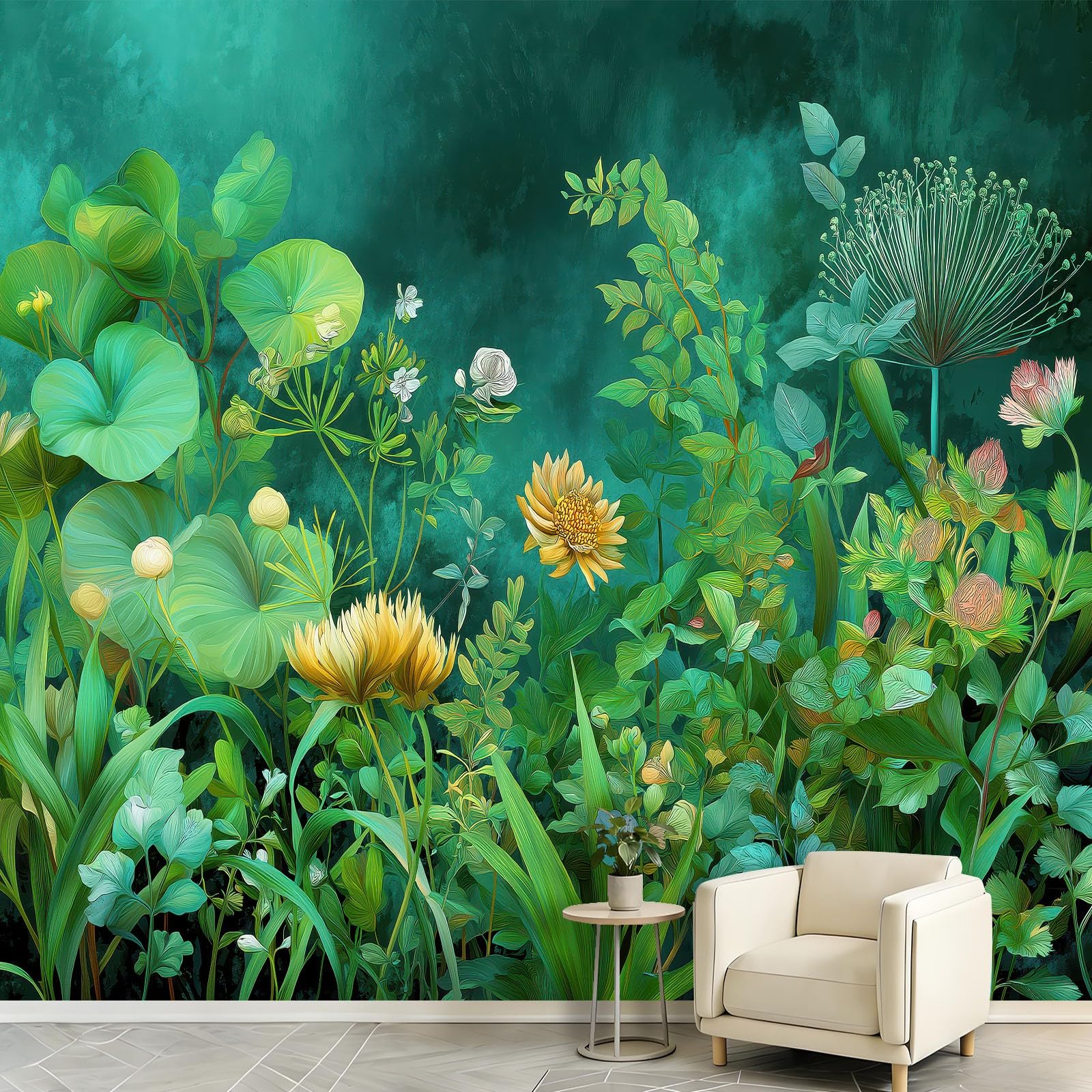 WTD - Papel pintado fotográfico (fieltro, 300 x 210 cm), diseño de plantas naturales