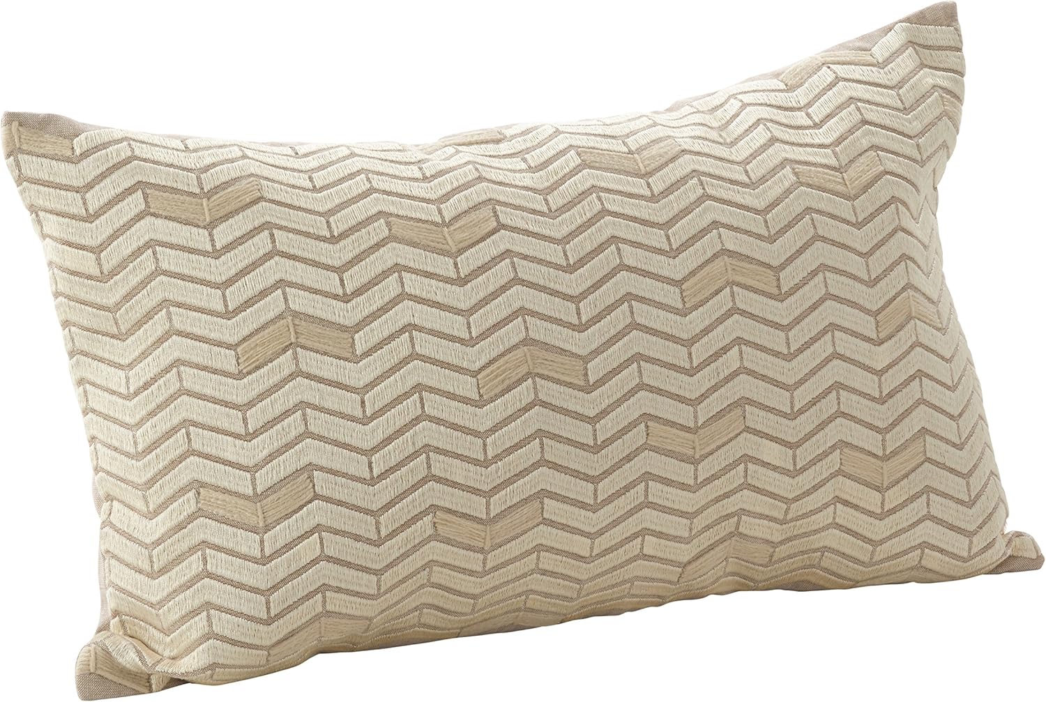 SARO LIFESTYLE Marcella Chevron Design Cotton Down Filled Throw Pillow, 14" x 22", Persimmon