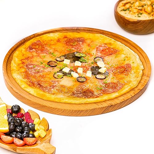 Miniatura 3 de Rainforest Bowls Juego de 2 platos de madera de teca javanesa de borde redondo de 12 pulgadas, perfectos para el uso diario, aptos para el calor y