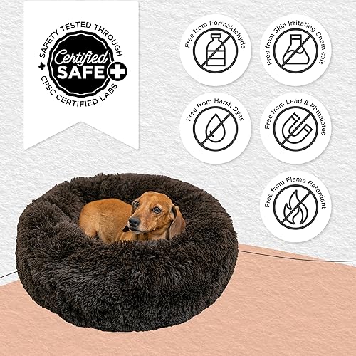 Miniatura 6 de Best Friends by Sheri - The Original Calming Donut - Cama calmante en forma de dona para perros y gatos - Pelo largo, marrón oscuro, S, 23 x 23