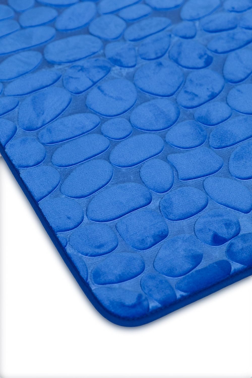 Elegant Home 3 Piece Solid Color Rock Embossed Memory Foam Bathroom Rug Set Bath Rug, Contour Mat, Lid Cover Non-Slip with Rubber Backing # New Rock (Royal Blue)