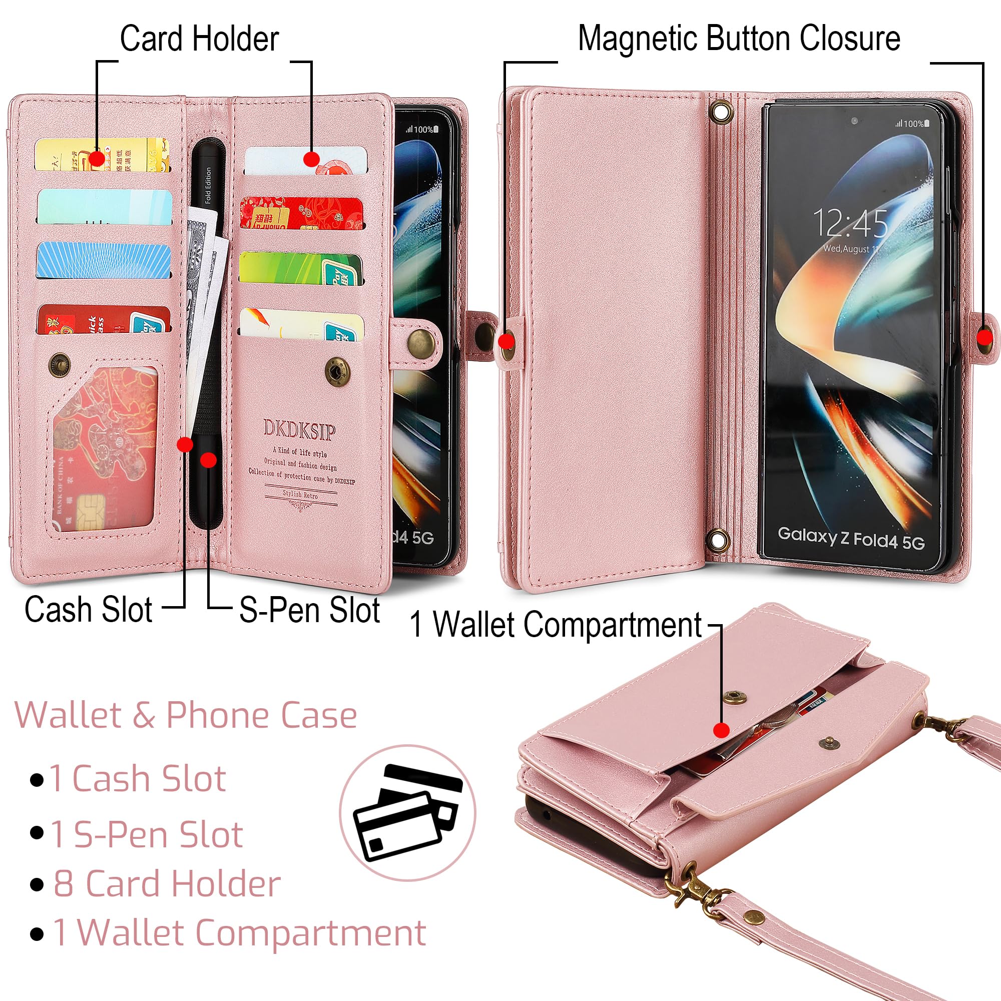 Amazon.com: DKDKSIP for Samsung Galaxy Z Fold 5 Wallet Case for